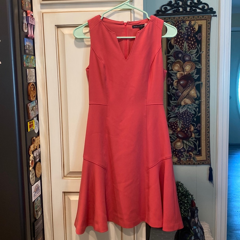 White House Black Market Salmon Pink Fit and Flare Sleeveless Dress